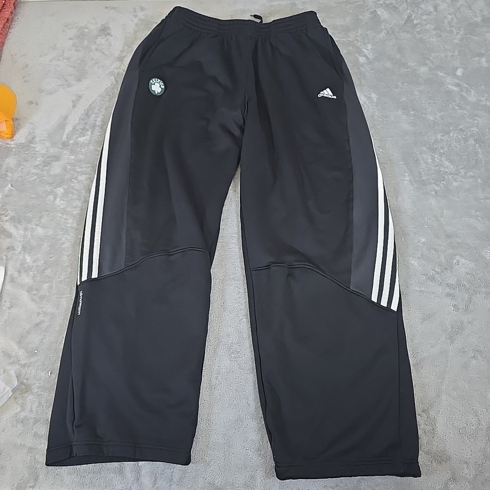 Boston Celtis Adidas Pants Mens XL Black Climawarm Joggers Team Issued NBA Hoops
